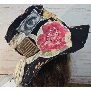 OOAK Magnolia Boho Top Hat Indie Upcycled Polo Ralph Lauren Cat Frida Adjust L-S
